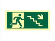 PLACA SAIDA ESCADA SETA DIREITA P BAIXO 12 X 24CM PVC 2MM PP0551 S8