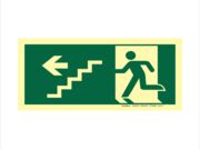 PLACA SAIDA ESCADA SETA ESQUERDA 12 X 24CM PVC 2MM PP0555