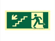 PLACA SAIDA ESCADA SETA ESQUERDA P BAIXO 12 X 24CM PVC 2MM PP0552 S9
