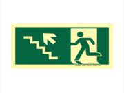 PLACA SAIDA ESCADA SETA ESQUERDA P CIMA 12 X 24CM PVC 2MM PP0548 S10